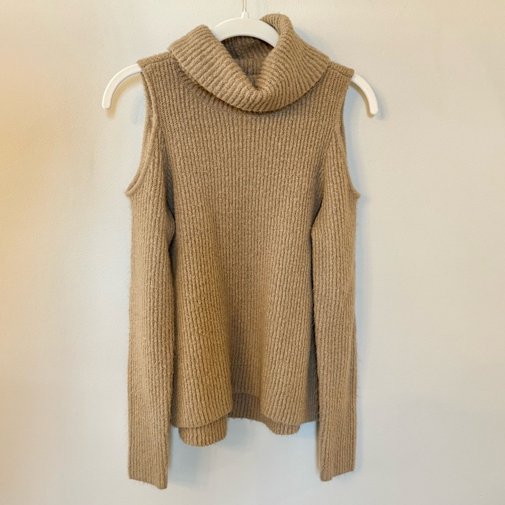 Primp Women’s Ribbed Turtleneck Off-the-Shoulder Sweater